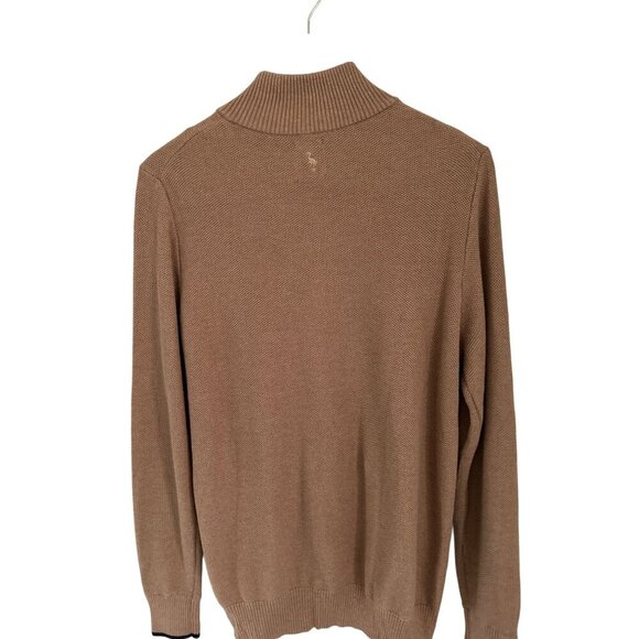 Tailorbyrd Cotton Textured Waffle Quarter-Zip Pullover Beige Coffee Size Med - Picture 4 of 10